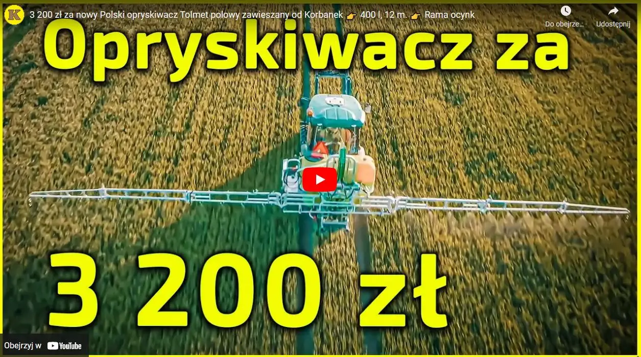 Opryskiwacz Tolmet Klara z ciągnikiem Arbos